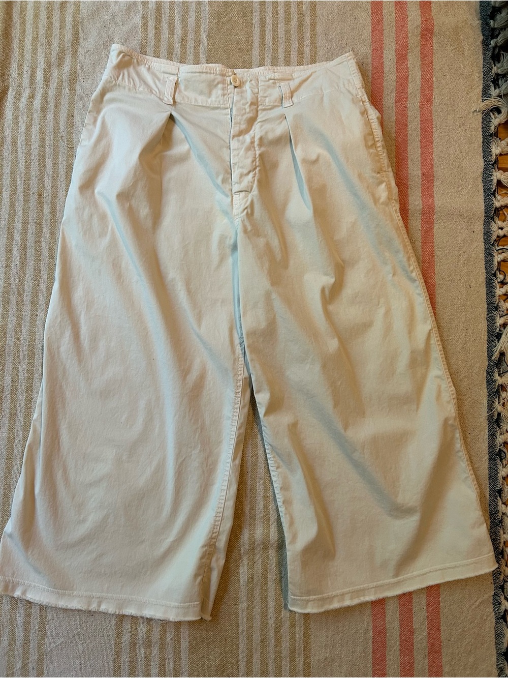 Nili Lotan Light Tan Wide Leg Crop Size 4 NL ISSUE 2609988 with Fabric Bel - Picture 3 of 9
